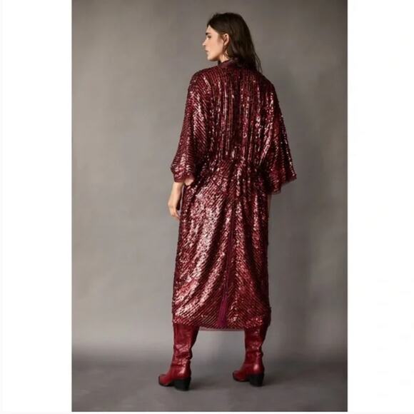 Free People Light Is Coming Visit Kimono Sequin Embellished Duster Jacket M - Picture 11 of 16